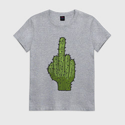 Футболка хлопковая женская Cactus fuck, цвет: меланж