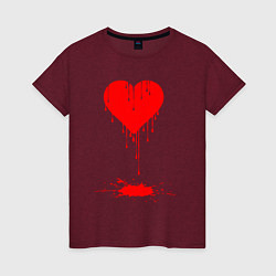 Футболка хлопковая женская Bloody heart, цвет: меланж-бордовый