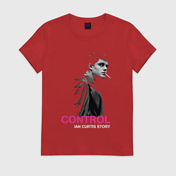 Футболка хлопковая женская Joy Division - Control film, цвет: красный