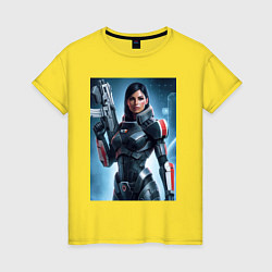 Футболка хлопковая женская Mass Effect -N7 armor, цвет: желтый