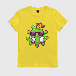 Футболка хлопковая женская Вирус в короне, цвет: желтый