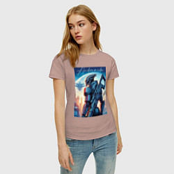 Футболка хлопковая женская Mass Effect - alien andromeda ai art, цвет: пыльно-розовый — фото 2
