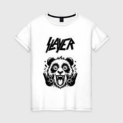 Футболка хлопковая женская Slayer - rock panda, цвет: белый