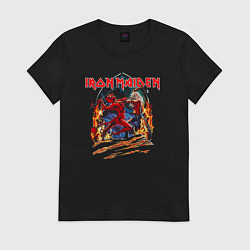Футболка хлопковая женская Iron Maiden Run To The Hils, цвет: черный