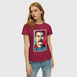 Футболка хлопковая женская Face Stalin, цвет: маджента — фото 2