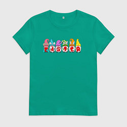 Футболка хлопковая женская Пасхальные гномы поздравляют, цвет: зеленый