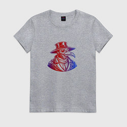 Футболка хлопковая женская Векторный чумной доктор, цвет: меланж