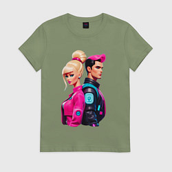 Футболка хлопковая женская Ken and Barbie - ai art, цвет: авокадо