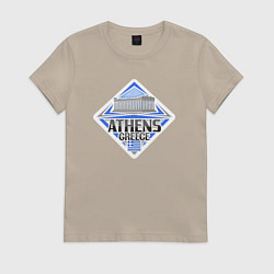 Футболка хлопковая женская Афины Греция, цвет: миндальный