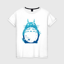 Футболка хлопковая женская Blue Totoro, цвет: белый