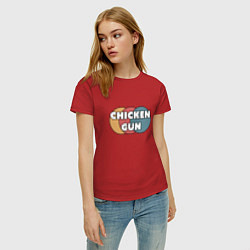 Футболка хлопковая женская Chicken gun круги, цвет: красный — фото 2