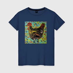 Футболка хлопковая женская Пестрая курица, цвет: тёмно-синий