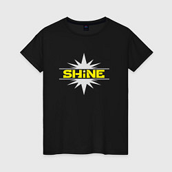 Футболка хлопковая женская Shine - искра, цвет: черный