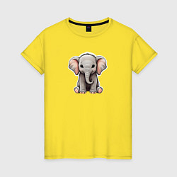 Футболка хлопковая женская Красивый африканский слоненок, цвет: желтый