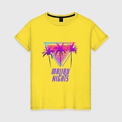 Футболка хлопковая женская Malibu nights, цвет: желтый