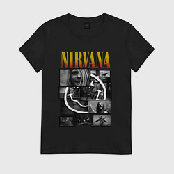 Футболка хлопковая женская Nirvana kurt krist dave, цвет: черный