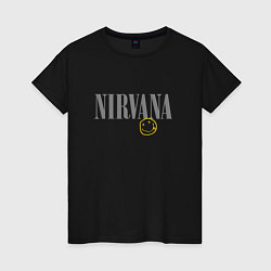 Футболка хлопковая женская Nirvana logo smile, цвет: черный