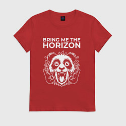 Футболка хлопковая женская Bring Me the Horizon rock panda, цвет: красный