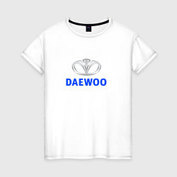 Футболка хлопковая женская Daewoo sport auto logo, цвет: белый