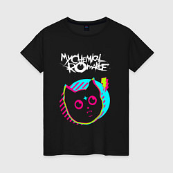 Футболка хлопковая женская My Chemical Romance rock star cat, цвет: черный
