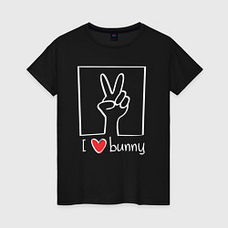 Футболка хлопковая женская I love bunny, цвет: черный