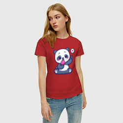 Футболка хлопковая женская Ice cream panda, цвет: красный — фото 2
