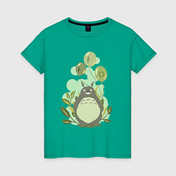 Футболка хлопковая женская Green Totoro, цвет: зеленый