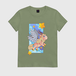 Футболка хлопковая женская Пони пегас, цвет: авокадо