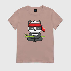 Футболка хлопковая женская Панда релакс, цвет: пыльно-розовый