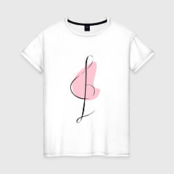 Футболка хлопковая женская Скрипичный ключ линеарный, цвет: белый