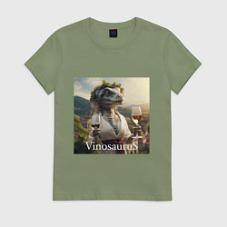 Футболка хлопковая женская Винозавра Балдежная - пивозавриха, цвет: авокадо