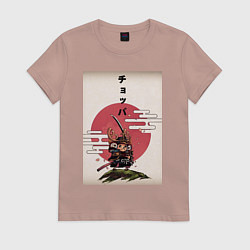 Футболка хлопковая женская Тони Тони Чоппер самурай, цвет: пыльно-розовый