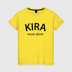 Футболка хлопковая женская Kira never alone - motto, цвет: желтый