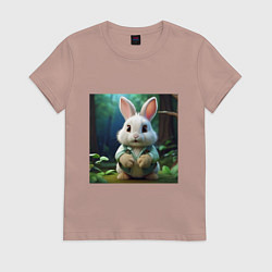 Футболка хлопковая женская Зайчик в одежде, цвет: пыльно-розовый