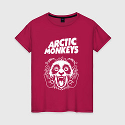 Футболка хлопковая женская Arctic Monkeys rock panda, цвет: маджента
