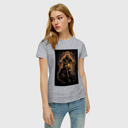 Футболка хлопковая женская Брутальный мотоциклист, цвет: меланж — фото 2