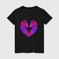 Женская футболка Драконы и сердце