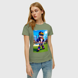 Футболка хлопковая женская Jotaro Kujo and Minecraft - collaboration, цвет: авокадо — фото 2