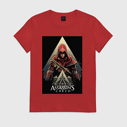 Футболка хлопковая женская Assassins creed красный костюм, цвет: красный