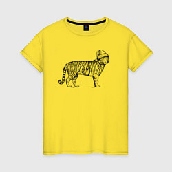 Футболка хлопковая женская Тигр новогодний, цвет: желтый