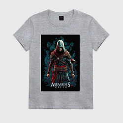 Футболка хлопковая женская Assassins creed старый стиль, цвет: меланж