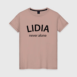 Футболка хлопковая женская Lidia never alone - motto, цвет: пыльно-розовый