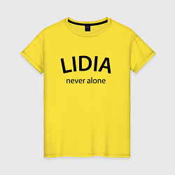 Футболка хлопковая женская Lidia never alone - motto, цвет: желтый
