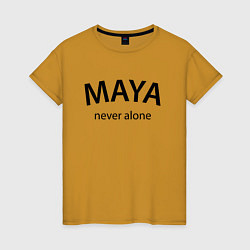 Футболка хлопковая женская Maya never alone- motto, цвет: горчичный