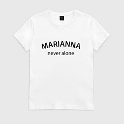 Футболка хлопковая женская Marianna never alone - motto, цвет: белый