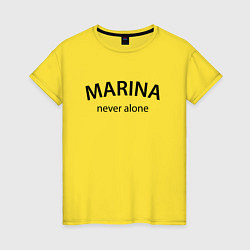 Футболка хлопковая женская Marina never alone - motto, цвет: желтый