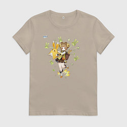 Футболка хлопковая женская Яо Яо из Геншин Импакт, цвет: миндальный