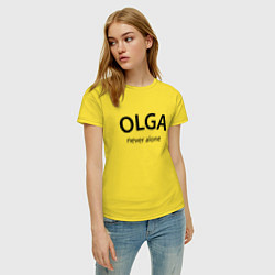 Футболка хлопковая женская Olga never alone - motto, цвет: желтый — фото 2