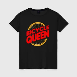 Футболка хлопковая женская Велосипедная королева, цвет: черный