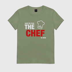 Футболка хлопковая женская Не бойся повар здесь, цвет: авокадо